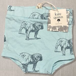 Kate Quinn Aqua Blue Bulldog Bloomers 3–6M Organic Cotton Retro Baby Shorts NWT